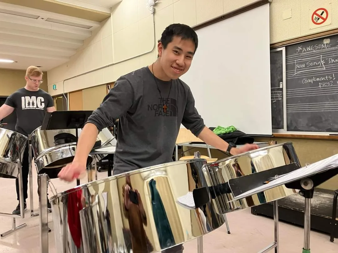 Playing in UofT Steel Pan Ensemble
